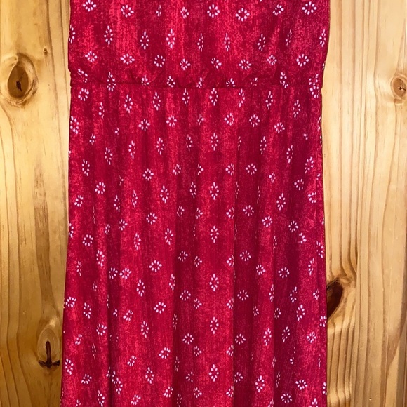 Dana Buchman Sleeveless Sharkbite Dress Red Geo long petite medium flowy women - Picture 6 of 16